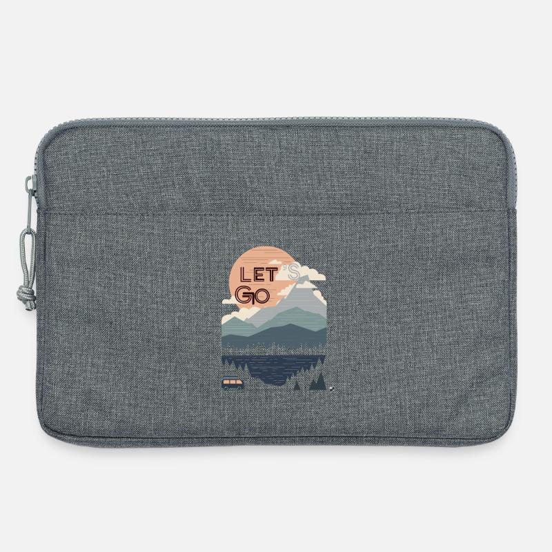 Sonne, Berge, Wald, See und Bus Lets go - Laptoptasche 13" - Grau meliert