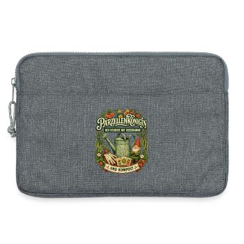 Parzellenkönigin mit Gießkanne und Kompost - Laptoptasche 13" - Grau meliert - Vorne