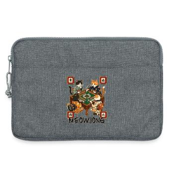 Meowjong Cute Cat Mahjong Game Social Club - Laptop bag 13" - heather grey - Front