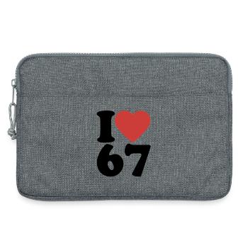 J’aime six sept | Duo numéros 6 et 7 - Sacoche pour ordinateur portable 13 pouces - gris chiné - Devant
