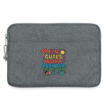 Ein gutes Wort kann den Tag retten – Spruch - Laptoptasche 13" - Grau meliert - Vorne