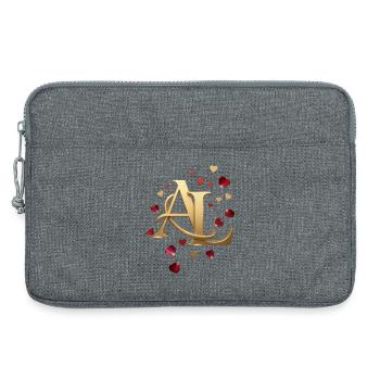 AL Monogramm in Gold mit Herzen - Laptoptasche 13" - Grau meliert - Vorne