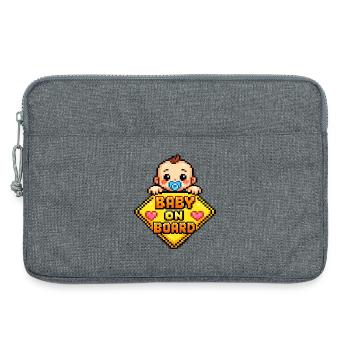 Pixel Baby On Board Schild - Laptoptasche 13" - Grau meliert - Vorne