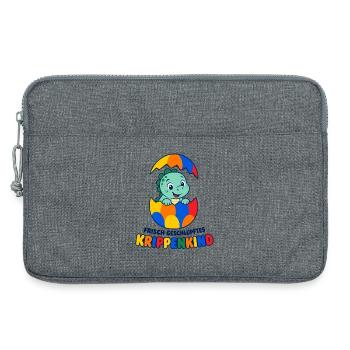 Frisch geschlüpftes Krippenkind mit Dinosaurier - Laptoptasche 13" - Grau meliert - Vorne