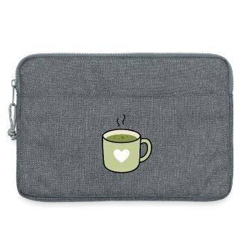 Tasse en forme de cœur au thé matcha Kawaii - Sacoche pour ordinateur portable 13 pouces - gris chiné - Devant
