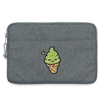Cornet de glace Kawaii Matcha - Sacoche pour ordinateur portable 13 pouces - gris chiné - Devant