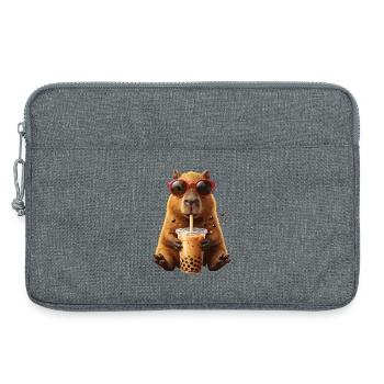 Hamster du soleil avec bubble tea - Sacoche pour ordinateur portable 13 pouces - gris chiné - Devant
