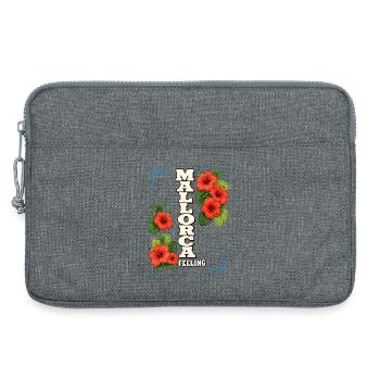 Sensation de Majorque avec hibiscus et feuilles tropicales - Sacoche pour ordinateur portable 13 pouces - gris chiné - Devant