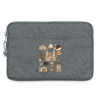 Charme viennois | Culture et Café de Vienne - Sacoche pour ordinateur portable 13 pouces - gris chiné - Devant
