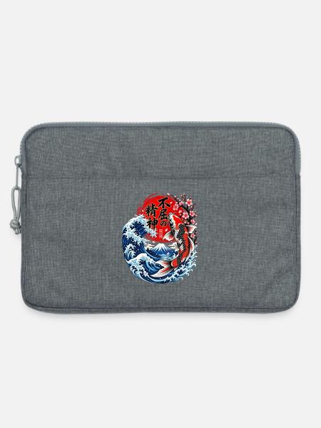 Koi Wellen Zen Motiv - Laptoptasche 13" - Grau meliert