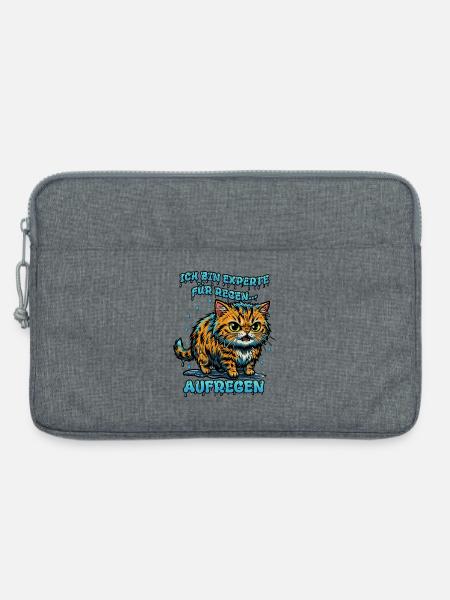 Regenkatze: Experte für Regen... Aufregen! - Laptoptasche 13" - Grau meliert