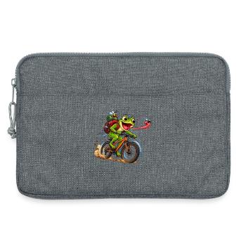 Funny Frog Riding Bicycle Cartoon - Laptoptasche 13" - Grau meliert - Vorne