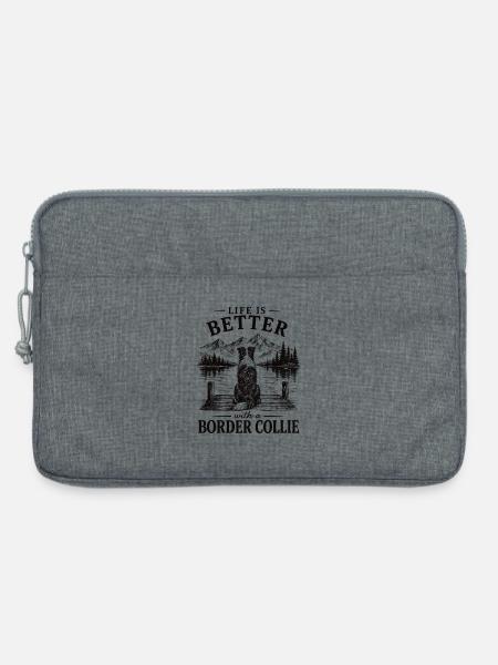 Border Collie Spruch Life is Better Shirt - Laptoptasche 13" - Grau meliert