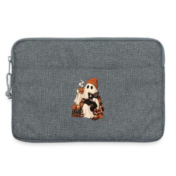  Gemütlicher Geist Liest Buch Schwarze Katze - Laptoptasche 13" - Grau meliert - Vorne