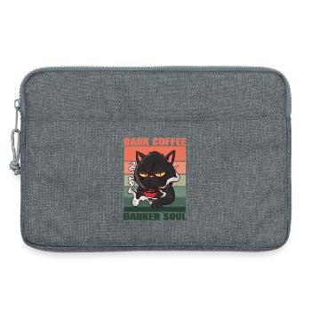 Dark Coffee Darker Soul genervte Katze Retro Kaffe - Laptoptasche 13" - Grau meliert - Vorne