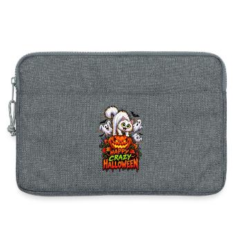 Happy Crazy Halloween Cat – Spooky Pumpkin  - Laptoptasche 13" - Grau meliert - Vorne