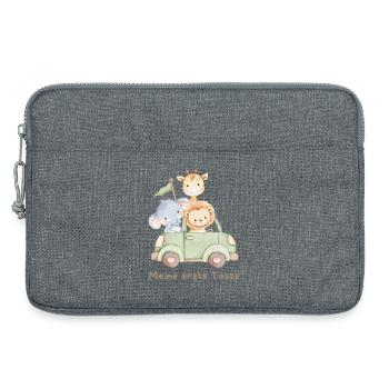Tierkinder Safari Auto - Laptoptasche 13" - Grau meliert - Vorne