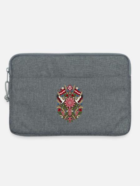 Lettland | Volkskunst, Störche & Eichen - Laptoptasche 13" - Grau meliert