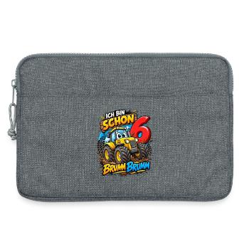 Kindergeburtstag Baustelle Brumm Brumm bin schon 6 - Laptoptasche 13" - Grau meliert - Vorne