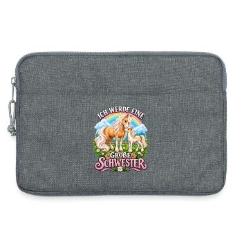 Süße Pferde Ich werde große Schwester Nachwuchs  - Laptoptasche 13" - Grau meliert - Vorne