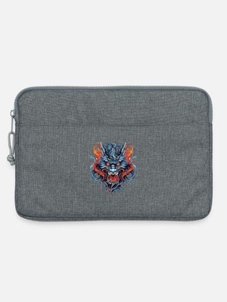 Drachenkopf Asiatischer Drache Bunt - Laptoptasche 13" - Grau meliert