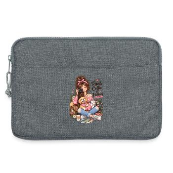 Paws Coffee Pictures Mädchen Hund Katze Spruch - Laptoptasche 13" - Grau meliert - Vorne