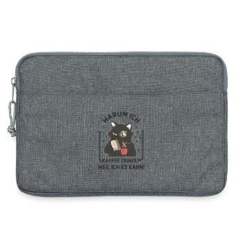 Warum ich Kaffee trinke? Katze Ingenieur Spruch - Laptoptasche 13" - Grau meliert - Vorne