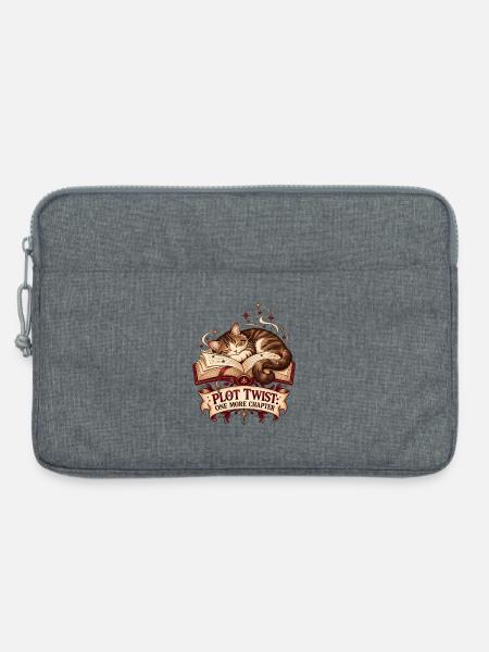 Bücherkater – Katze & Bücher T-Shirt  - Laptoptasche 13" - Grau meliert
