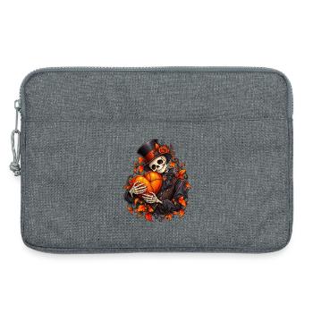 Gothic Skelett mit Kürbis Herz zu Halloween - Laptoptasche 13" - Grau meliert - Vorne
