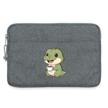Krokodil mit Kaffee - Laptoptasche 13" - Grau meliert - Vorne