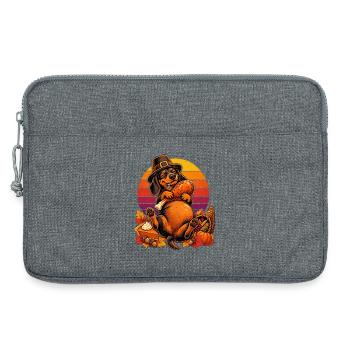 Thanksgiving Dackel satt im Truthahn-Traum - Laptoptasche 13" - Grau meliert - Vorne