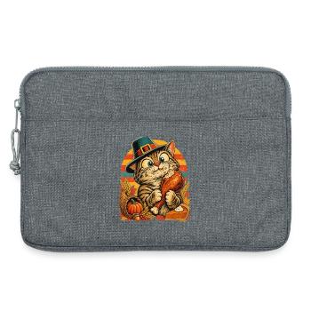 Thanksgiving-Katze mit erwischtem Truthahn - Laptoptasche 13" - Grau meliert - Vorne