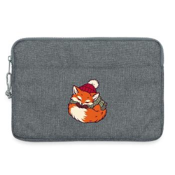 Schlafender Fuchs im Schal - Laptoptasche 13" - Grau meliert - Vorne