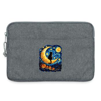 Mondkatze im Sternennacht-Labyrinth - Laptoptasche 13" - Grau meliert - Vorne