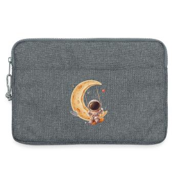 Astronaut schaukelt auf goldenem Halbmond - Laptoptasche 13" - Grau meliert - Vorne