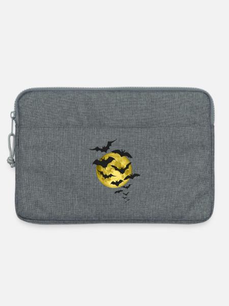 Fledermäuse und Gelber Mond - Laptoptasche 13" - Grau meliert