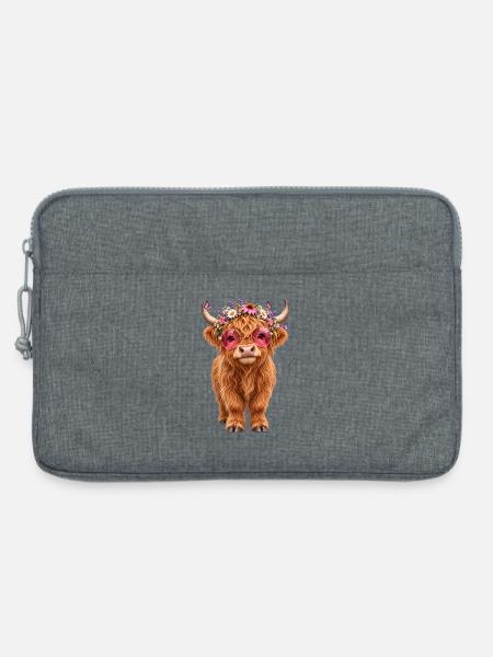 Highland Cow, Schottisches Rind, Hochland Rind - Laptoptasche 13" - Grau meliert