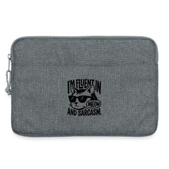 Miau und Sarkasmus Katze mit Sonnenbrille Lustig - Laptoptasche 13" - Grau meliert - Vorne