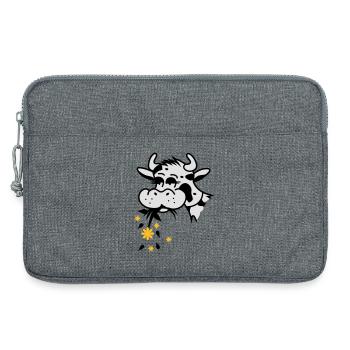 Cow eats bouquet - Laptop bag 13" - heather grey - Front