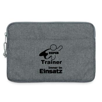 Super Trainer, Sport, Verein, Geschenk - Laptoptasche 13" - Grau meliert - Vorne