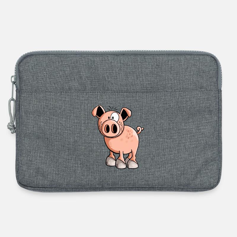 Rosa Ferkel - Schwein - Sau - Schweinchen - Comic - Laptoptasche 13" - Grau meliert