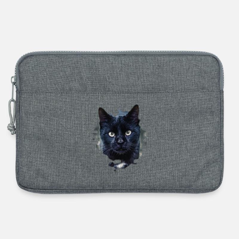 black cat schwarze Katze - Laptoptasche 13" - Grau meliert