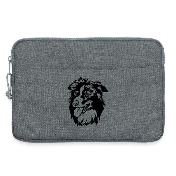 Border Collie Kopf - Laptoptasche 13" - Grau meliert - Vorne