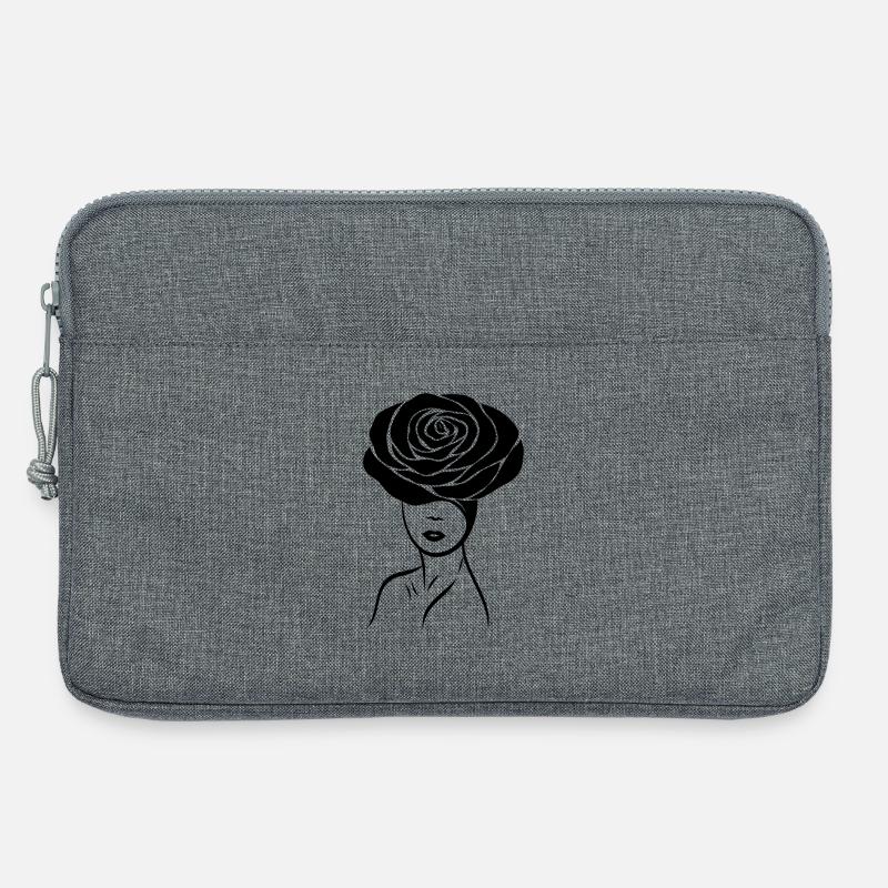 Mädchen / Lady mit Blume (Rose) auf dem Kopf - Laptoptasche 13" - Grau meliert