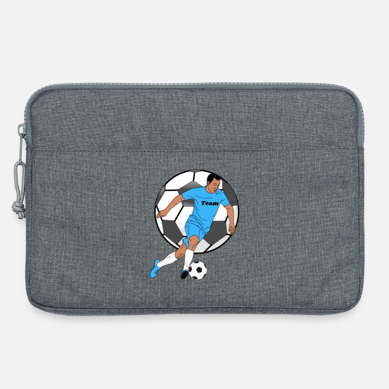 Blauer Teamkicker mit Ball - Laptoptasche 13" - Grau meliert
