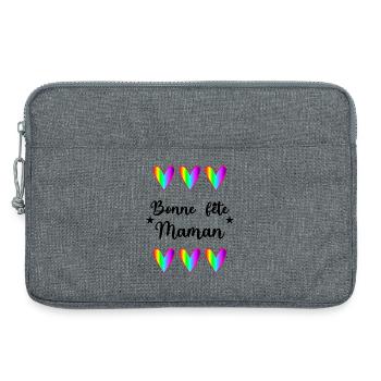 MAMAN. FÊTE DES MÈRES. BONNE FÊTE MAMAN. JE T'AIME - Sacoche pour ordinateur portable 13 pouces - gris chiné - Devant