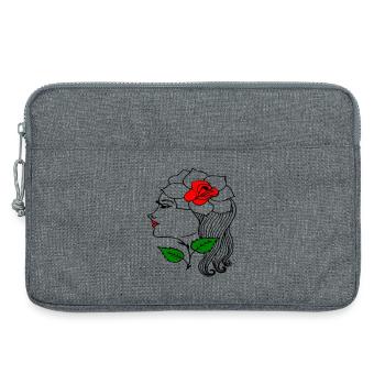 Frauenkopf mit Rose im Haar - Laptoptasche 13" - Grau meliert - Vorne