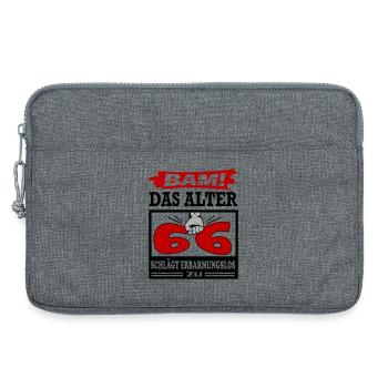 Geburtstag 66 Bam Boom Bombe Das Alter schlägt zu - Laptoptasche 13" - Grau meliert - Vorne