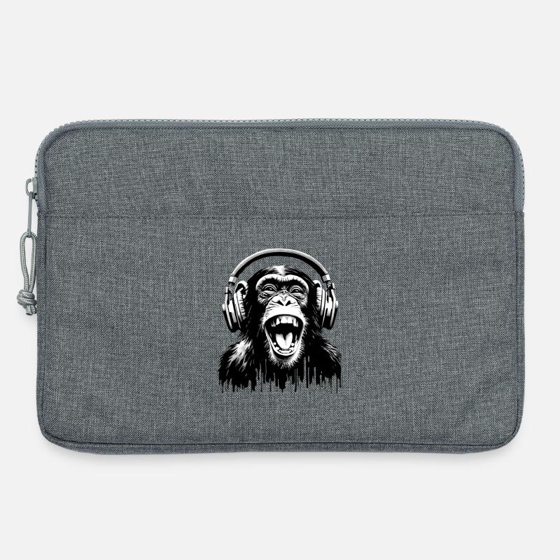 Music Monkey World 🎧 Affe mit Kopfhörern - Laptoptasche 13" - Grau meliert