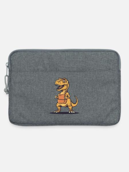 Humorvoller Dinosaurier mit Schürze - Laptoptasche 13" - Grau meliert